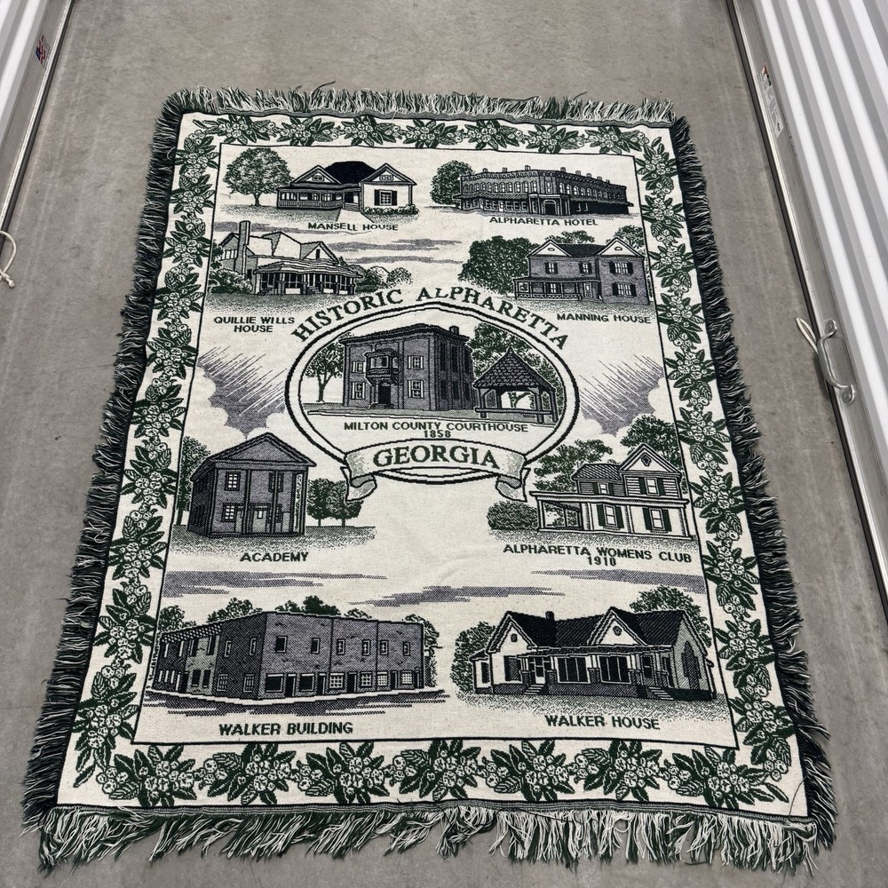 Vintage Alpharetta / Milton County Georgia Throw Blanket/Throw 62"x48" Knit